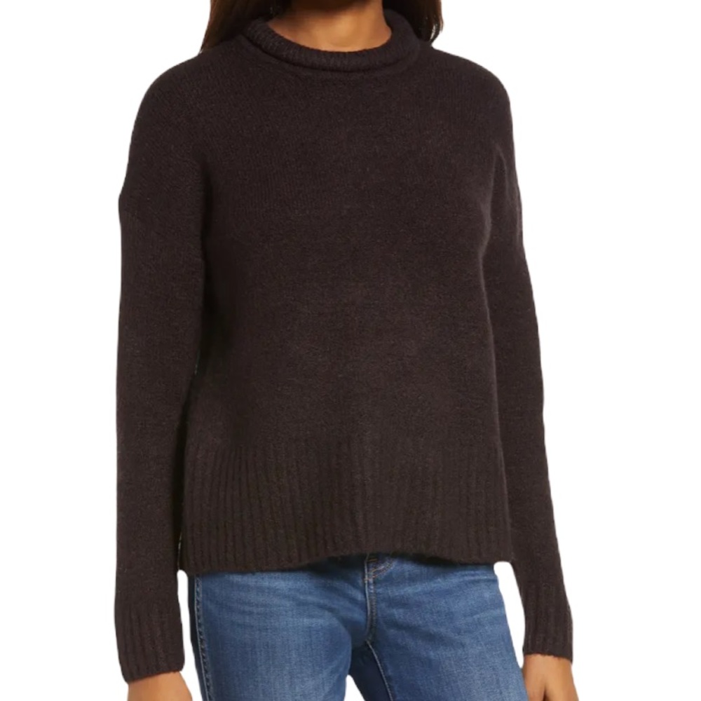 Madewell Fulton Pullover Rollneck Sweater in chocolate color size XXS